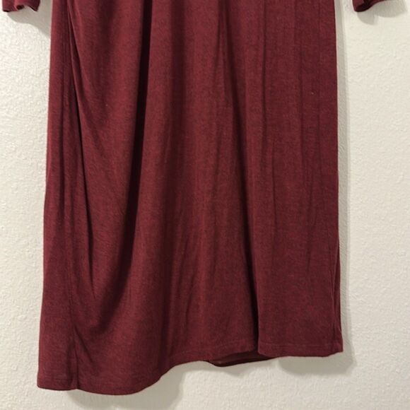 Ann Taylor Loft Cross Front Dress Stretchy Womens Medium Midi Wine Career Office - Picture 4 of 12